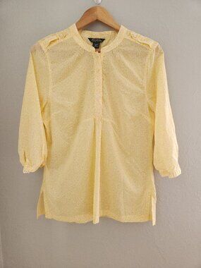 Eddie Bauer Yellow & White Blouse Womens Size Large